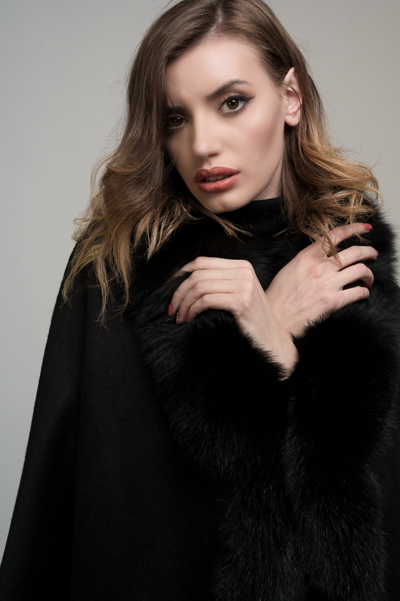 mantella in cashmere e volpe