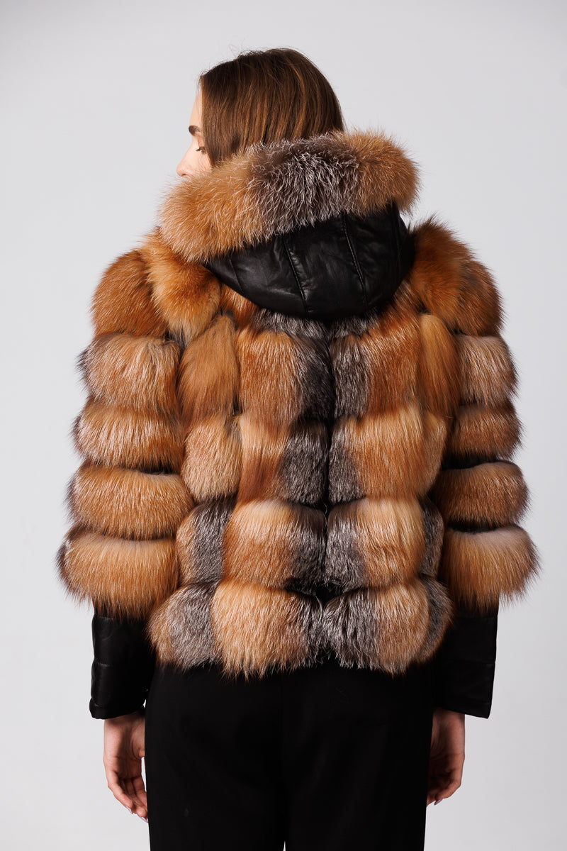 Natural fox fur coat with hood Mareus Natural Furs (192)