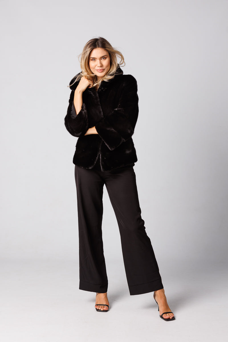 Manteau en fourrure de vison naturelle avec capuche Mareus Natural Furs (73)