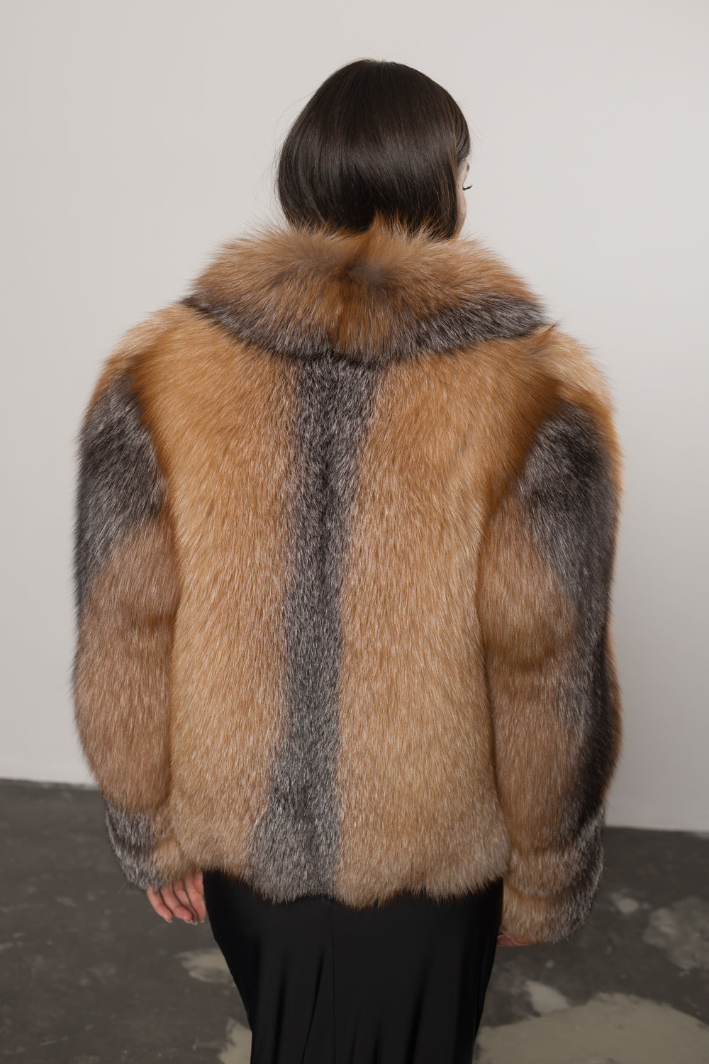 Natural Fox Fur Coat, with Lapel Collar, Women, Canadian Brown 403