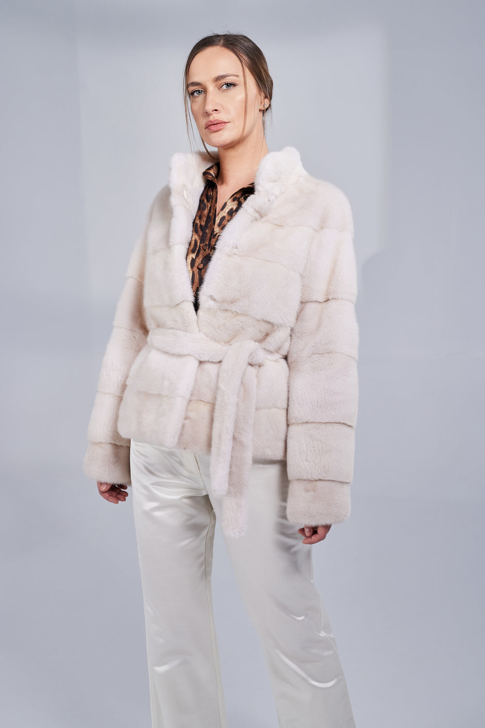 Natural Mink Fur Coat, with Cord, Women, Pearl 193