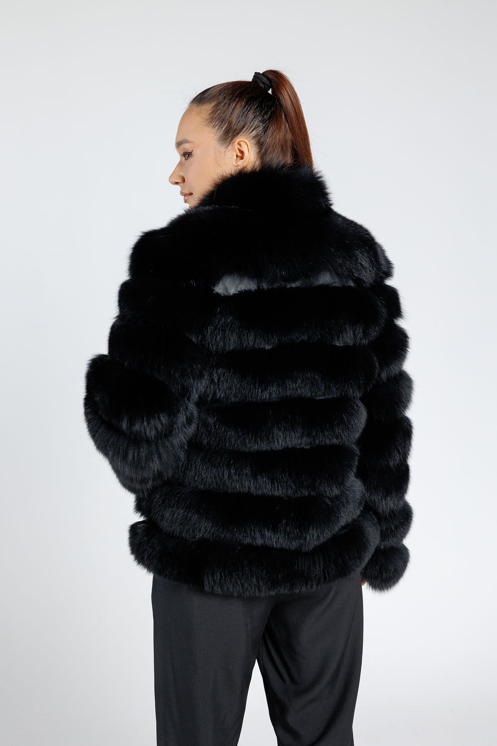 Cappotto in pelliccia naturale di volpe, collo alla coreana, trasformabile, donna, Diamond 371