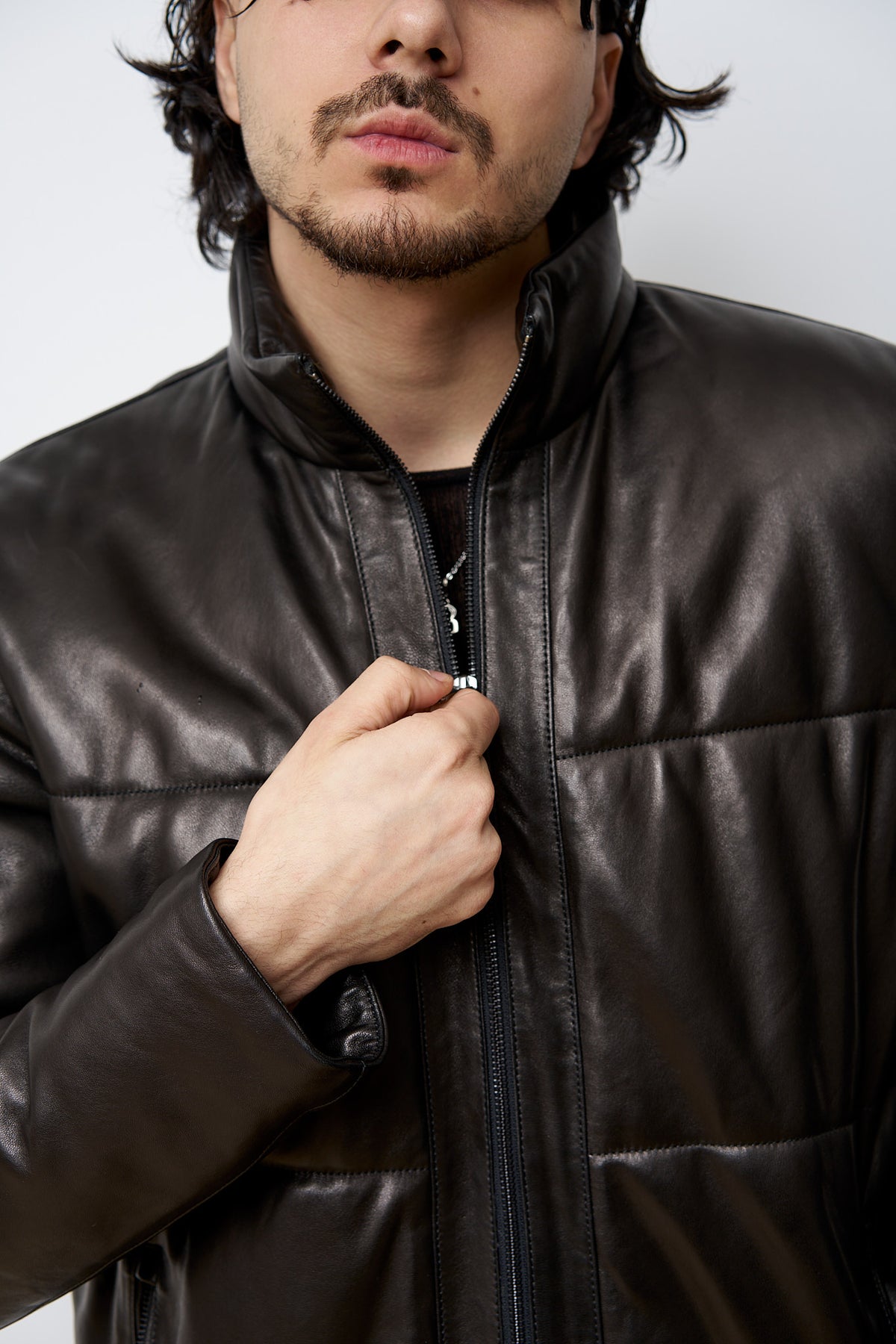 Veste en cuir naturel, noir, Mareus