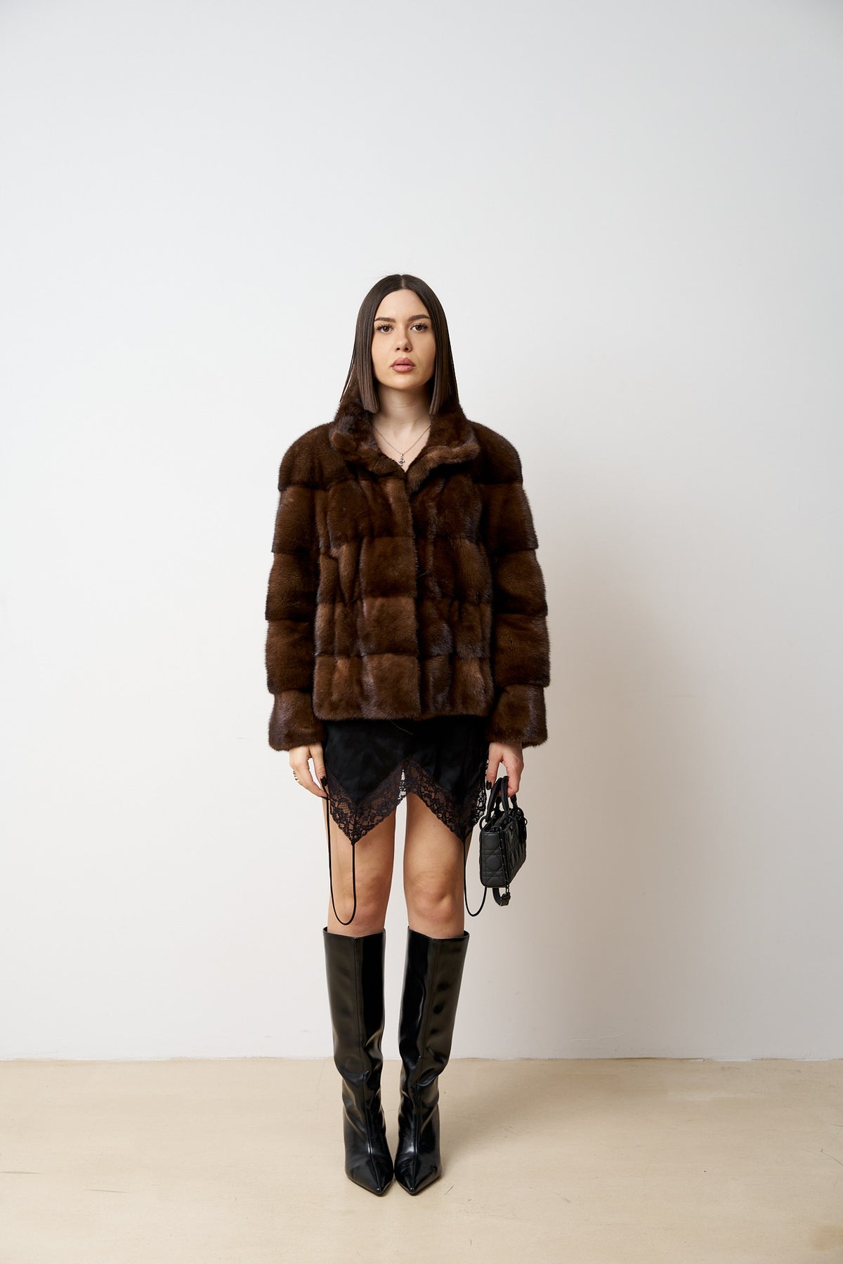 Natural Mink Fur Coat, Women, Brown, Mareus
