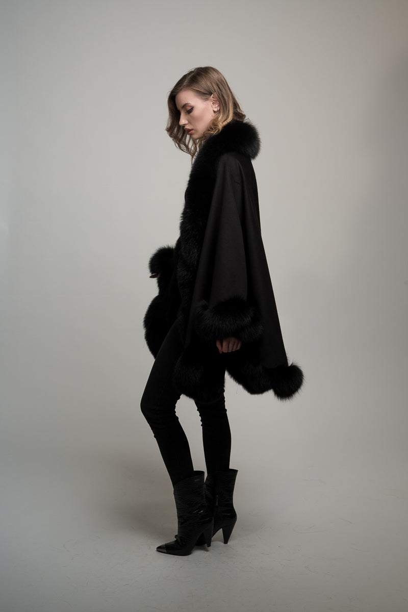 mantella in cashmere e volpe