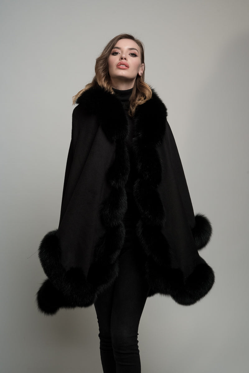 mantella in cashmere e volpe