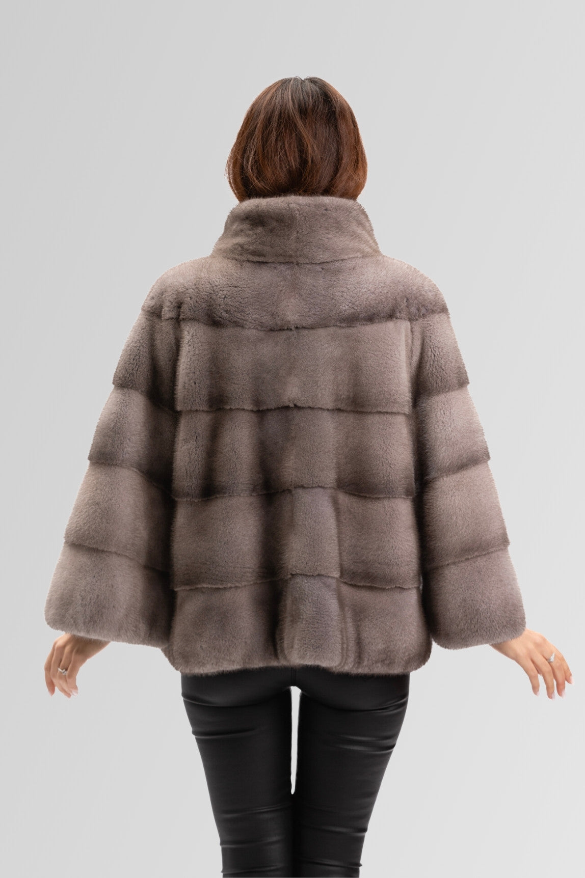 Cappotto in pelliccia naturale di visone, manica a campana, oversize, donna, Silver Blue 230