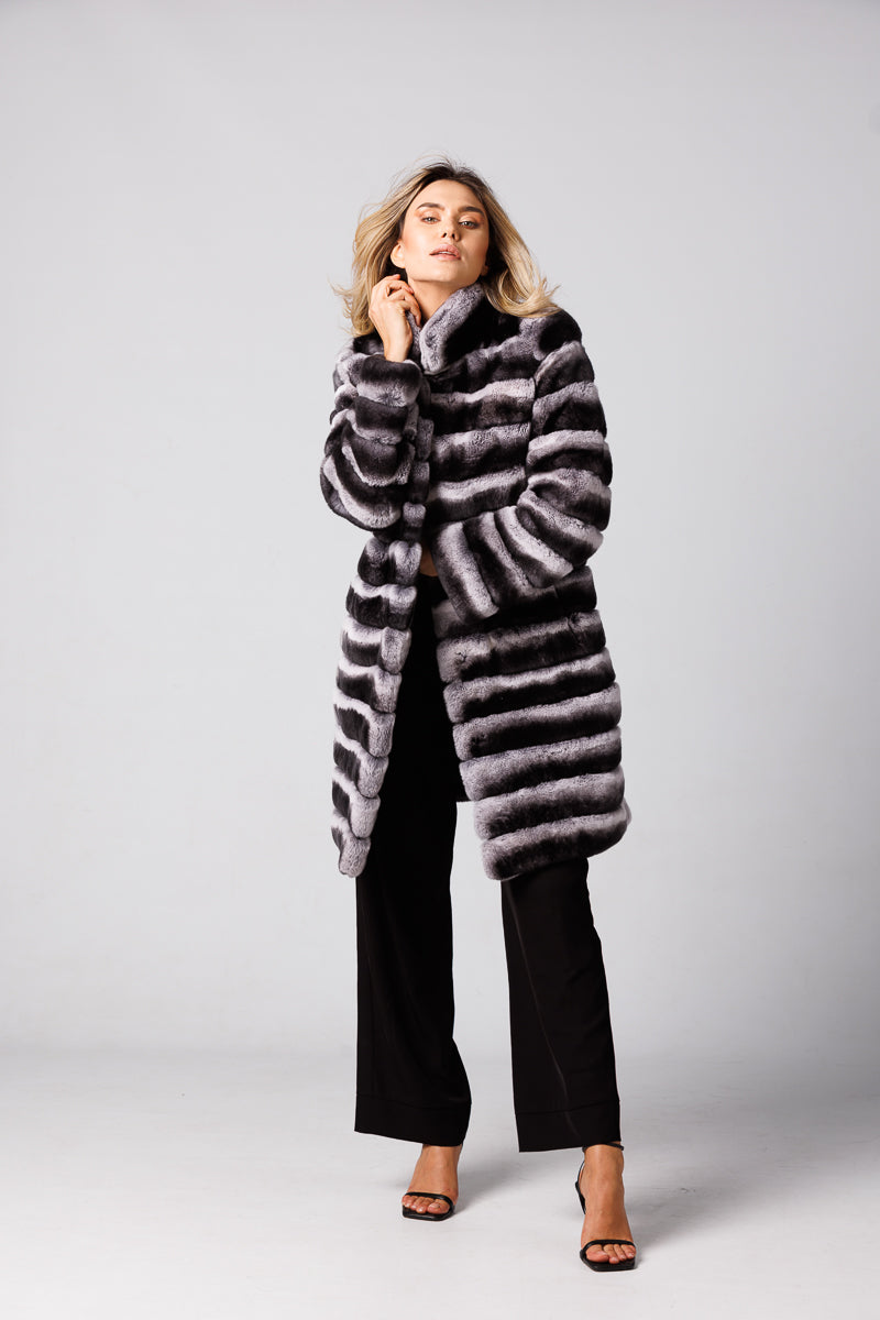 Cappotto in pelliccia di cincillà rex naturale Mareus Natural Furs (162)