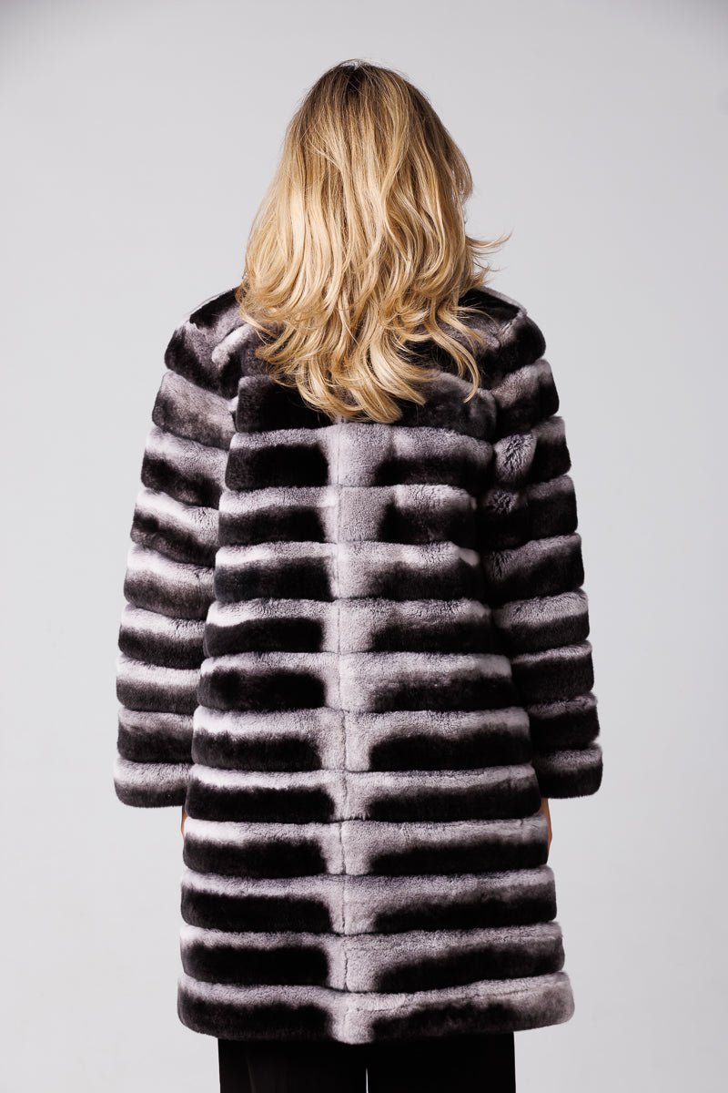Cappotto in pelliccia di cincillà rex naturale Mareus Natural Furs (162)