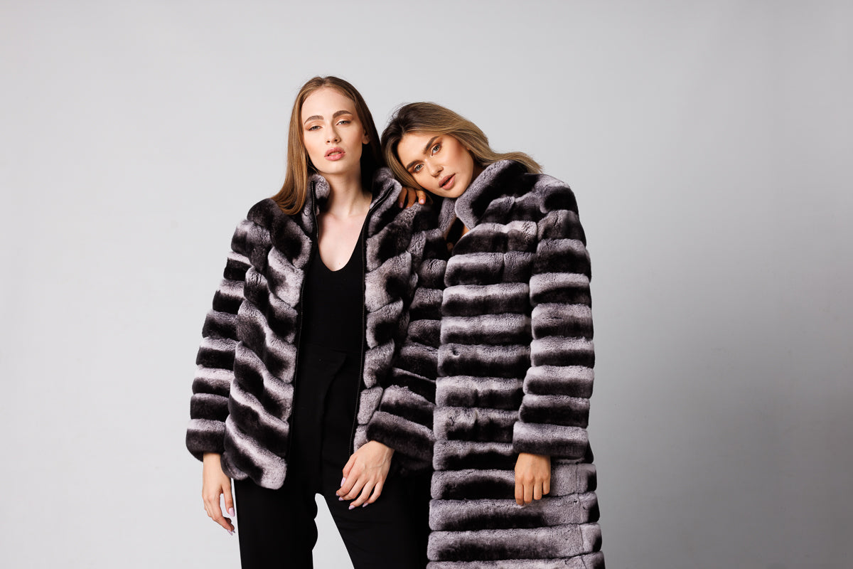Cappotto in pelliccia di cincillà rex naturale Mareus Natural Furs (169)