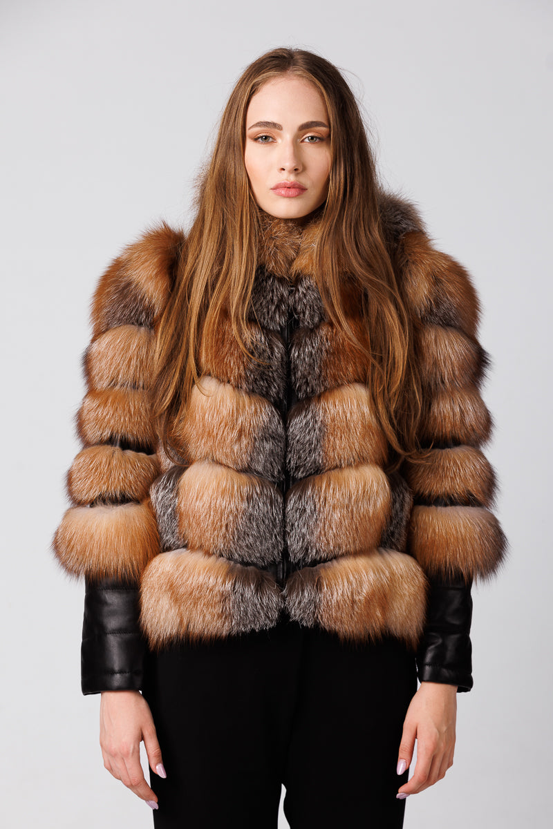 Natural fox fur coat with hood Mareus Natural Furs (192)