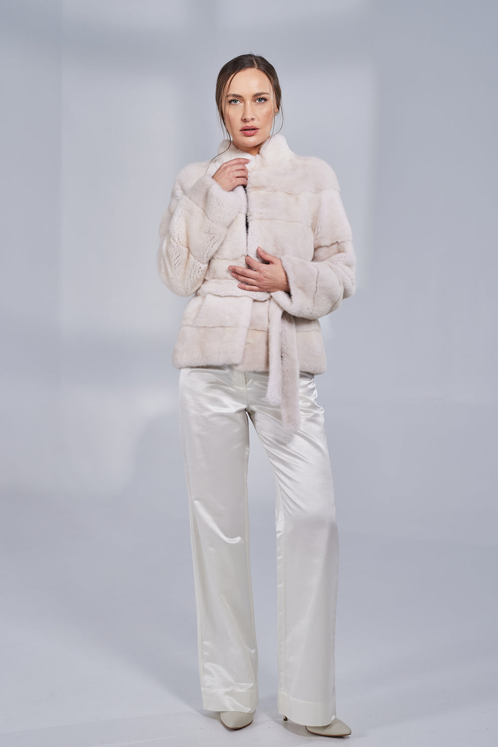Natural Mink Fur Coat, with Cord, Women, Pearl 193