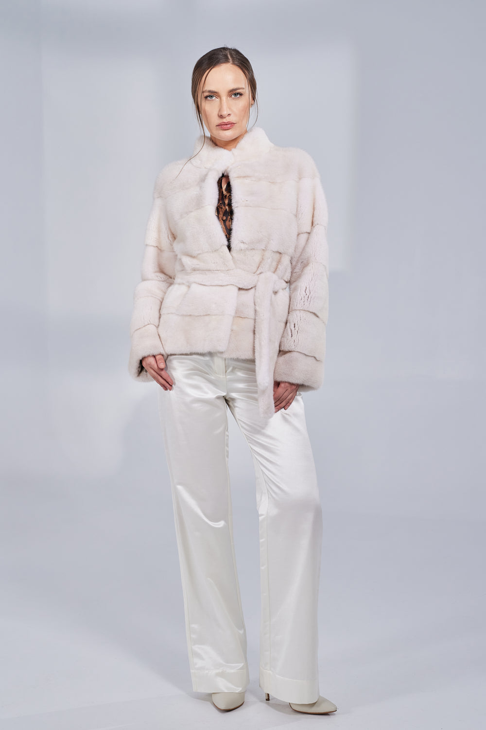 Natural Mink Fur Coat, with Cord, Women, Pearl 193