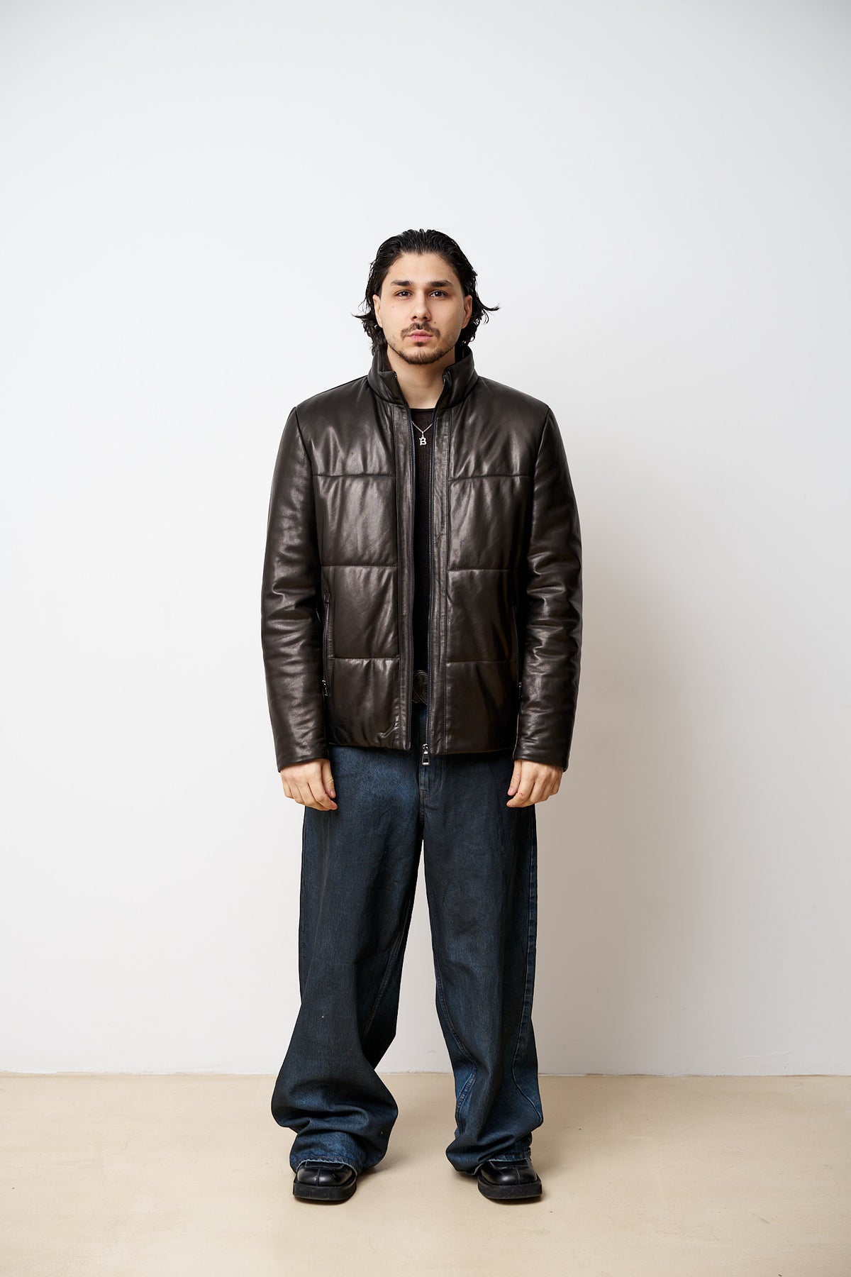 Veste en cuir naturel, noir, Mareus