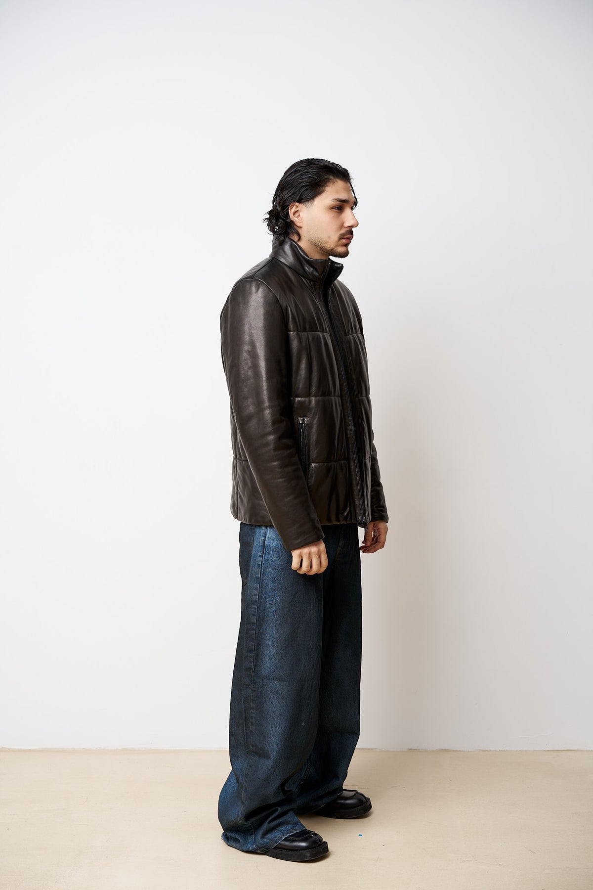 Veste en cuir naturel, noir, Mareus