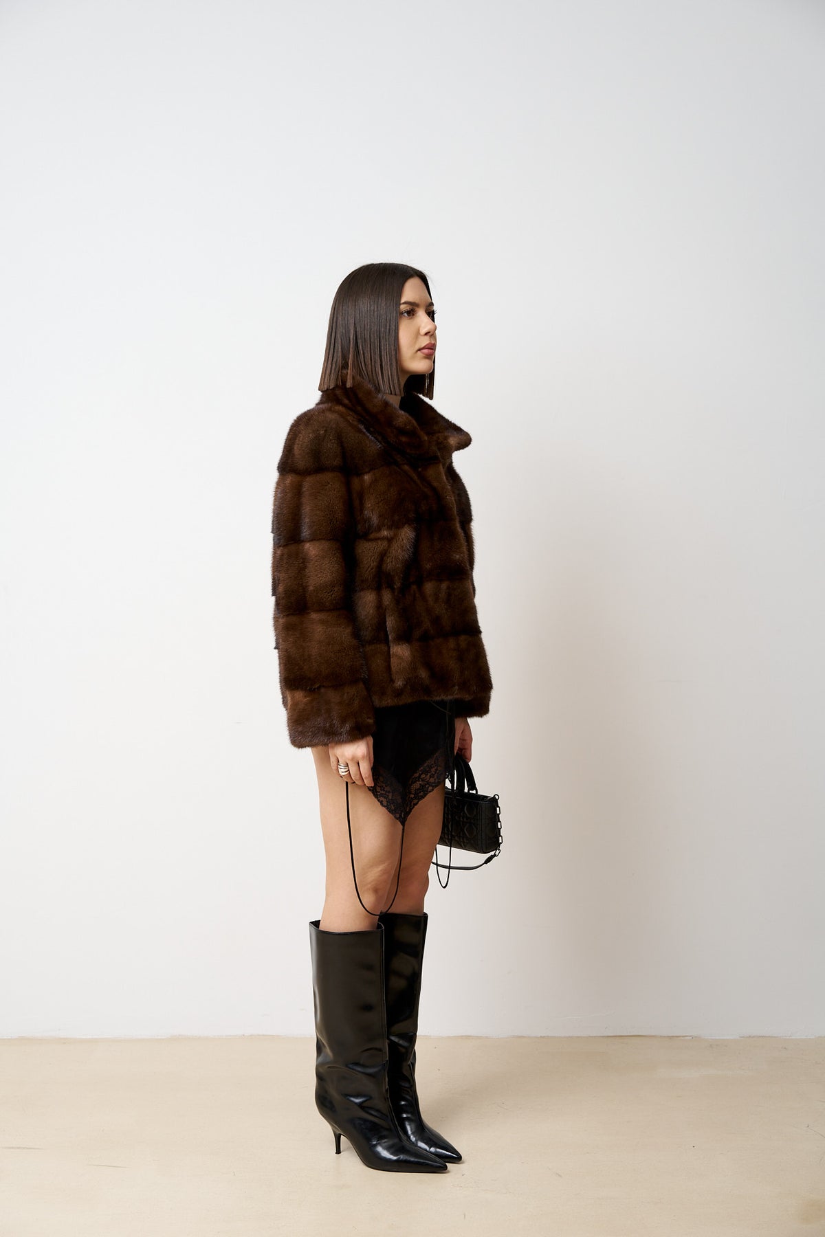 Natural Mink Fur Coat, Women, Brown, Mareus