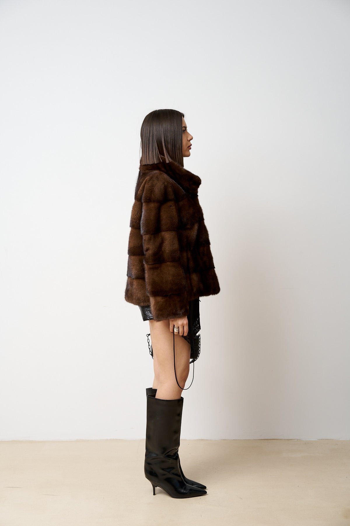 Natural Mink Fur Coat, Women, Brown, Mareus