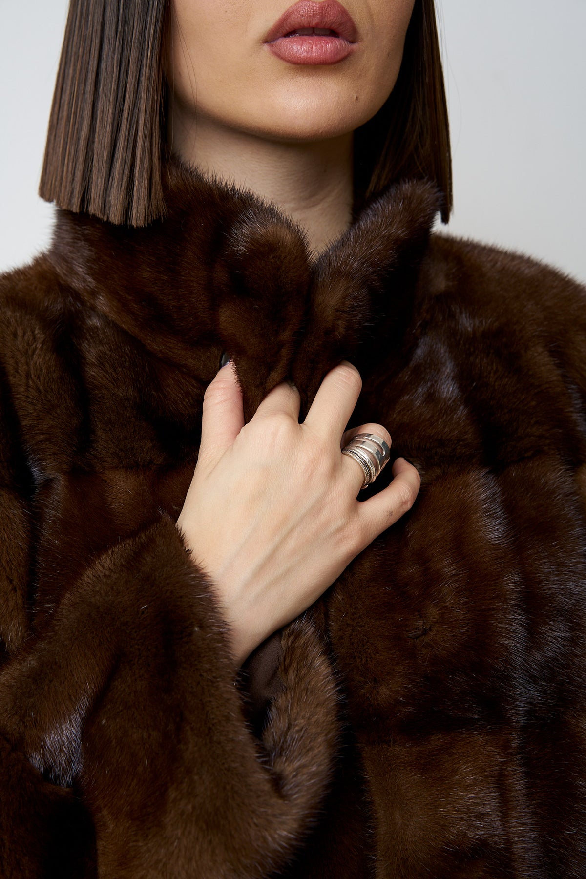 Natural Mink Fur Coat, Women, Brown, Mareus