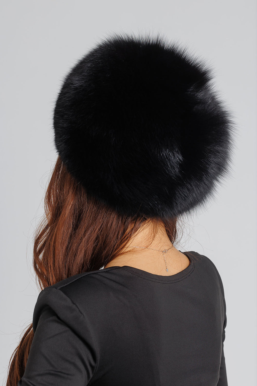 Bonnet en fourrure naturelle de renard, femme, Obsidian 41